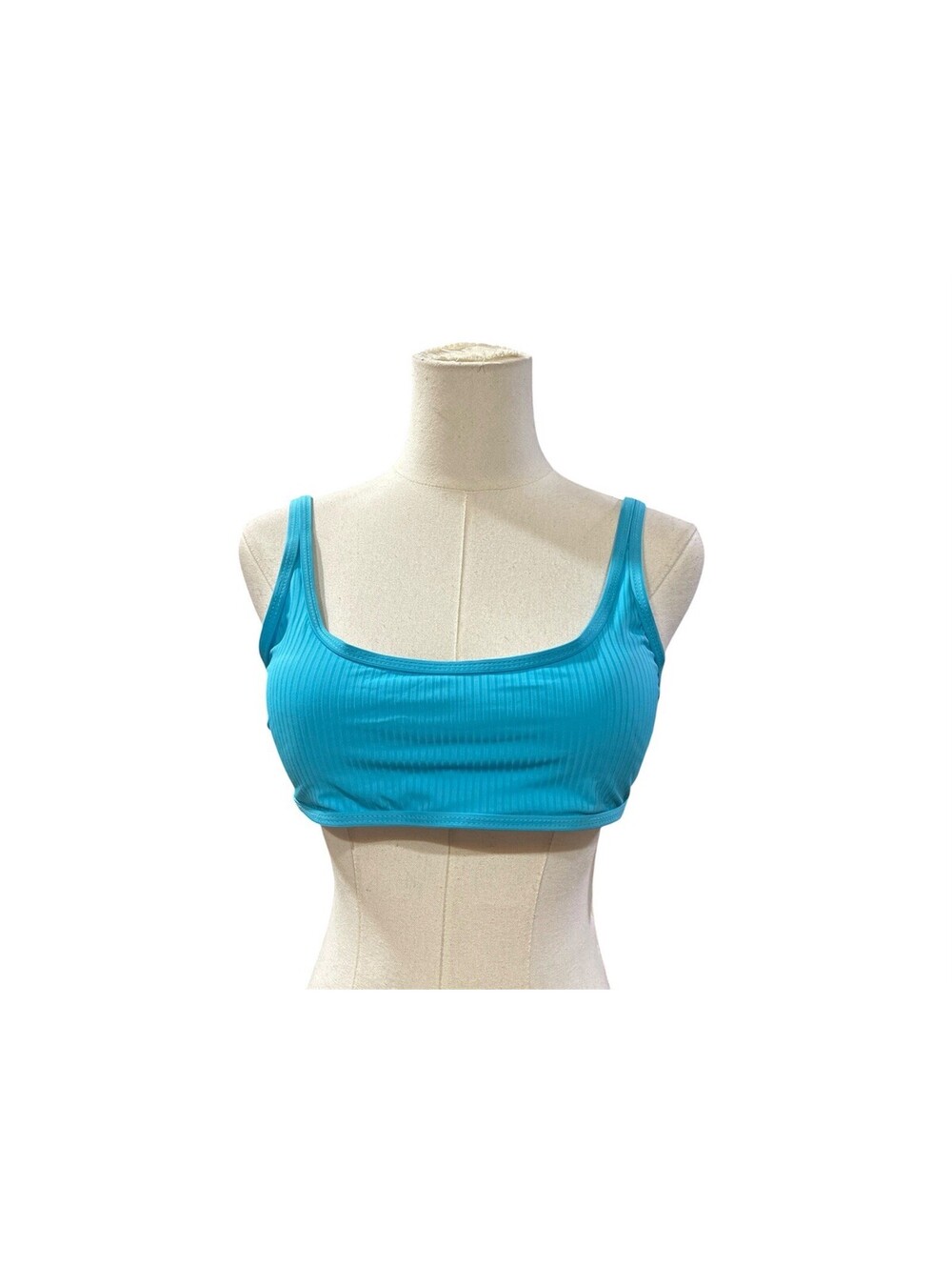 California Waves Women’s Bralette Bikini Swim Top L Turquoise Ribbed Texture